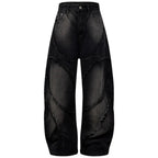 Tassel Vintage Patchwork Denim Baggy Jeans — back view