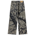 Vintage Graphic Denim Loose Jeans — front view