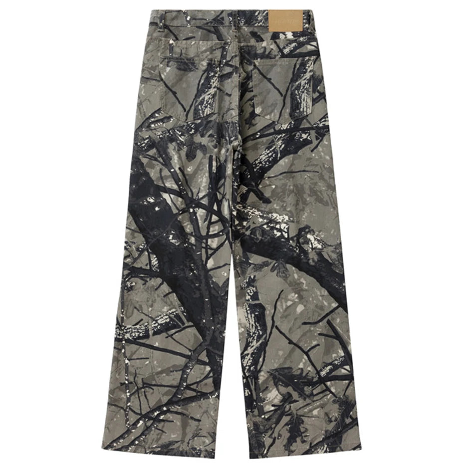 Vintage Graphic Denim Loose Jeans — front view