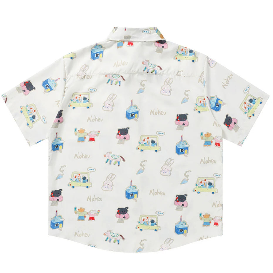 Shirts Cartoon Graphic Loose Shirt — front view
