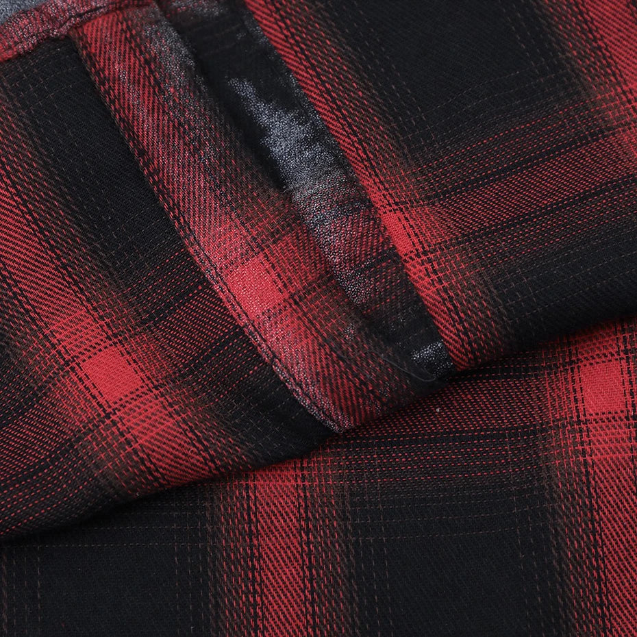 Y2K Vintage Plaid Oversized Shirt — fabric close-up