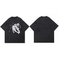 Print Y2K Black Washed T-Shirt — fabric close-up