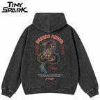 Retro Black Skull Graphic Hoodie — detail shot