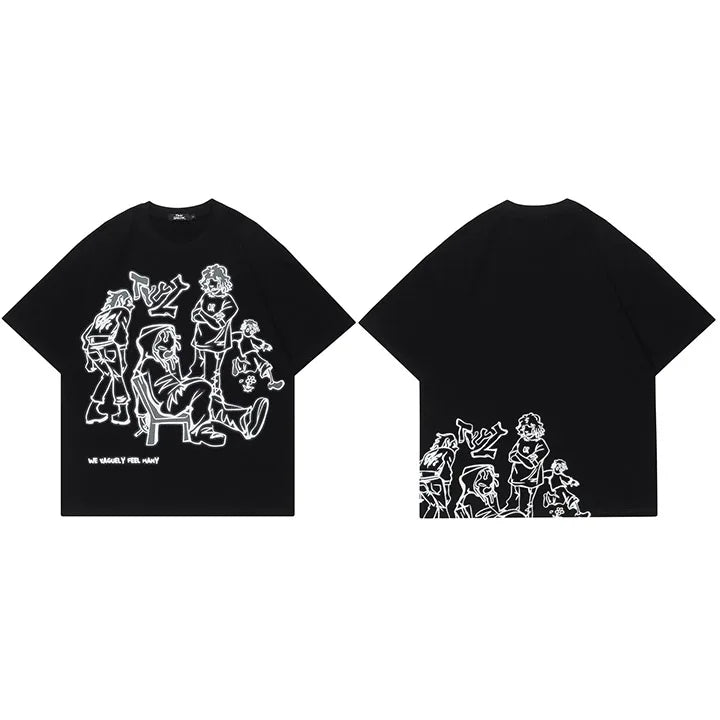 Anime Cartoon Graphic Oversized T-Shirt — flat lay