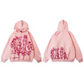 Pink Cartoon Anime Graphic Hoodie — flat lay