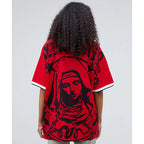 Retro Graphic Oversized Polo Shirt — back view