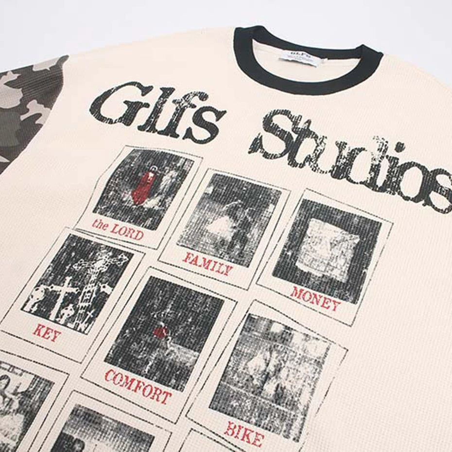 Beige Vintage Graphic Oversized T-Shirt — back view