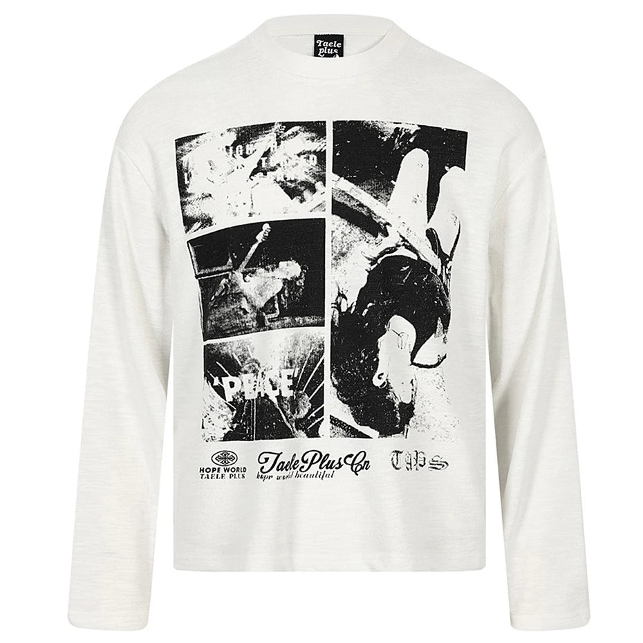 Y2K Graphic Loose Long Sleeve Tee — styling shot