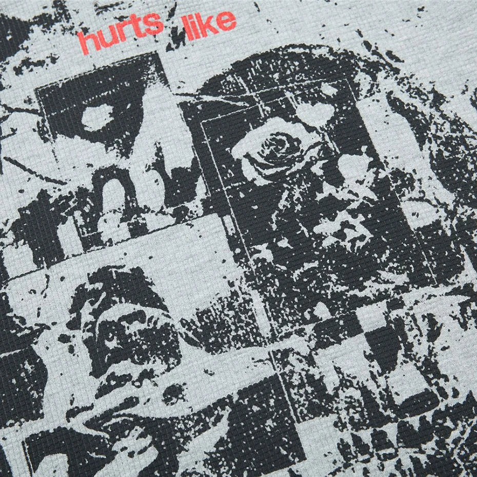 Gray Vintage Graphic Oversized T-Shirt — detail shot