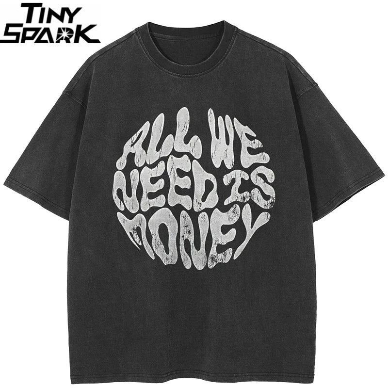 Y2K Black Faded T-Shirt — front view