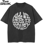 Y2K Black Faded T-Shirt — front view