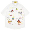 Cartoon Cat Graphic Loose Shirt — back view