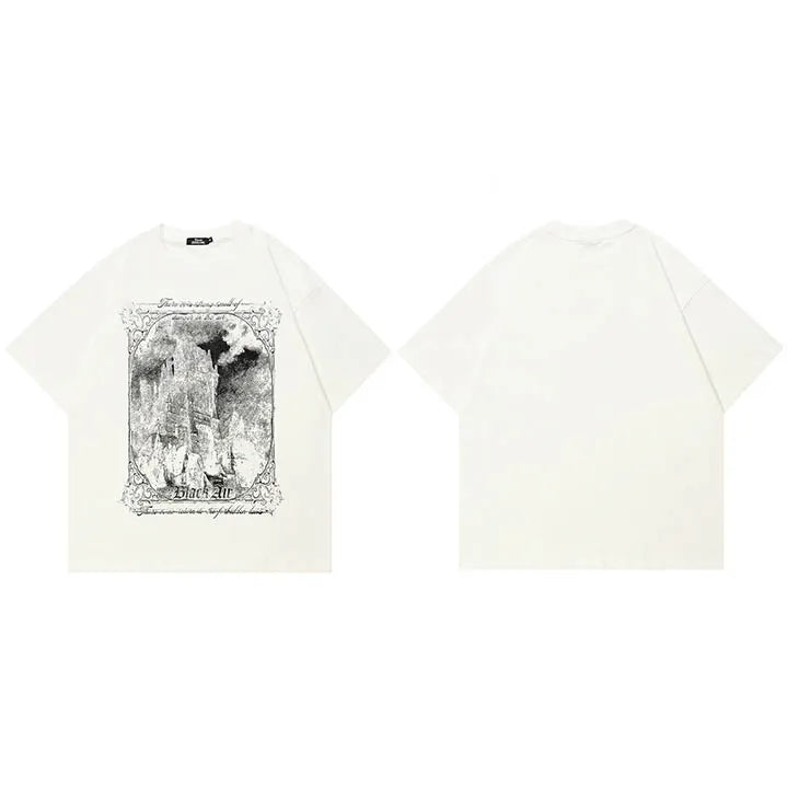 Car White Graphic T-Shirt — fit shot