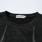 Vintage Graphic Suede Oversized T-Shirt — back view