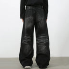 Vintage Patchwork Denim Baggy Jeans — detail shot