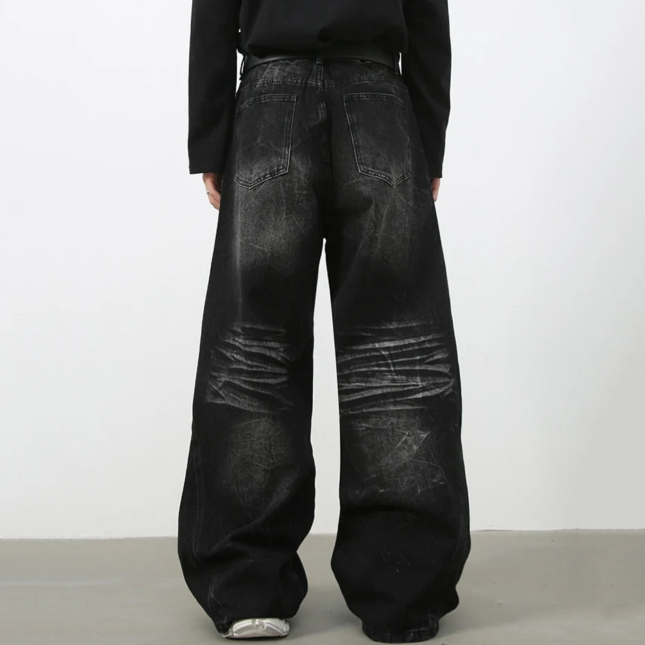 Vintage Patchwork Denim Baggy Jeans — detail shot