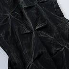 Black Pleated Denim Baggy Jeans — detail shot