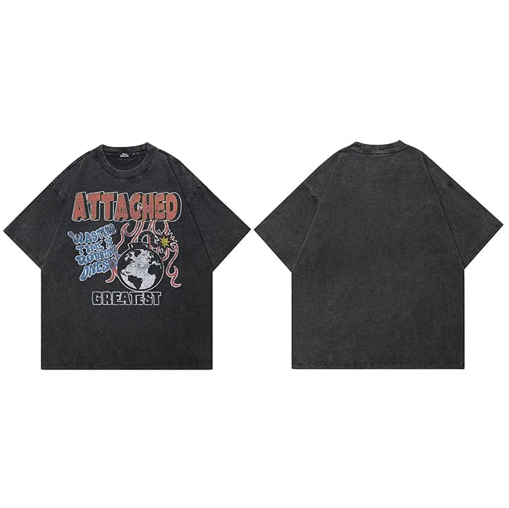Tees Retro Black Washed T-Shirt — fabric close-up