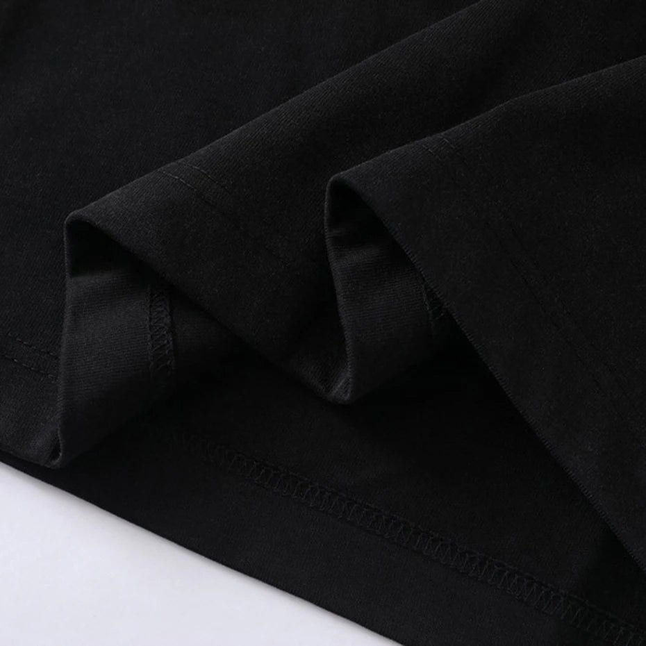 Vintage Letter Patchwork Oversized T-Shirt — fabric close-up