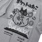 Kanji Cat Print T-Shirt — back view