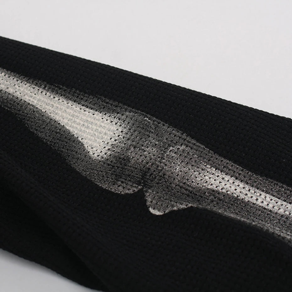 Black Skeleton Graphic Oversized Long Sleeve Tee — fabric close-up