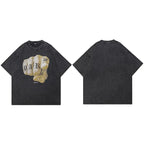 Finger Vintage Black Washed T-Shirt — fabric close-up
