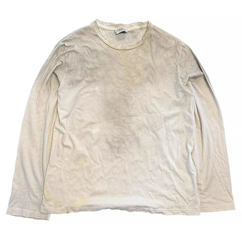 Vintage Flower Graphic Oversized Long Sleeve Tee — flat lay