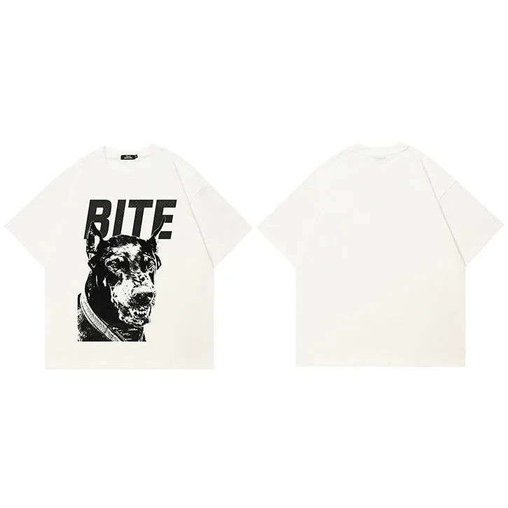 White Beige Dog Graphic T-Shirt — styling shot
