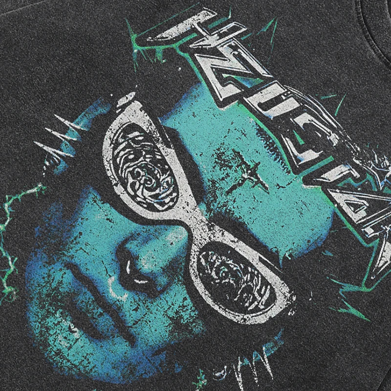 Black Face Faded T-Shirt — front view