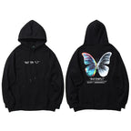 Black Butterfly Fleece Hoodie — detail shot