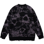 Y2K Vintage Skull Graphic Knit Oversized Sweater — front view