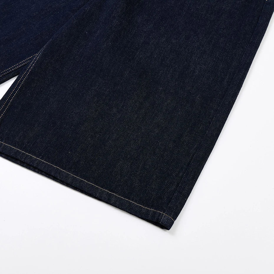Wide Loose Denim Shorts — fabric close-up
