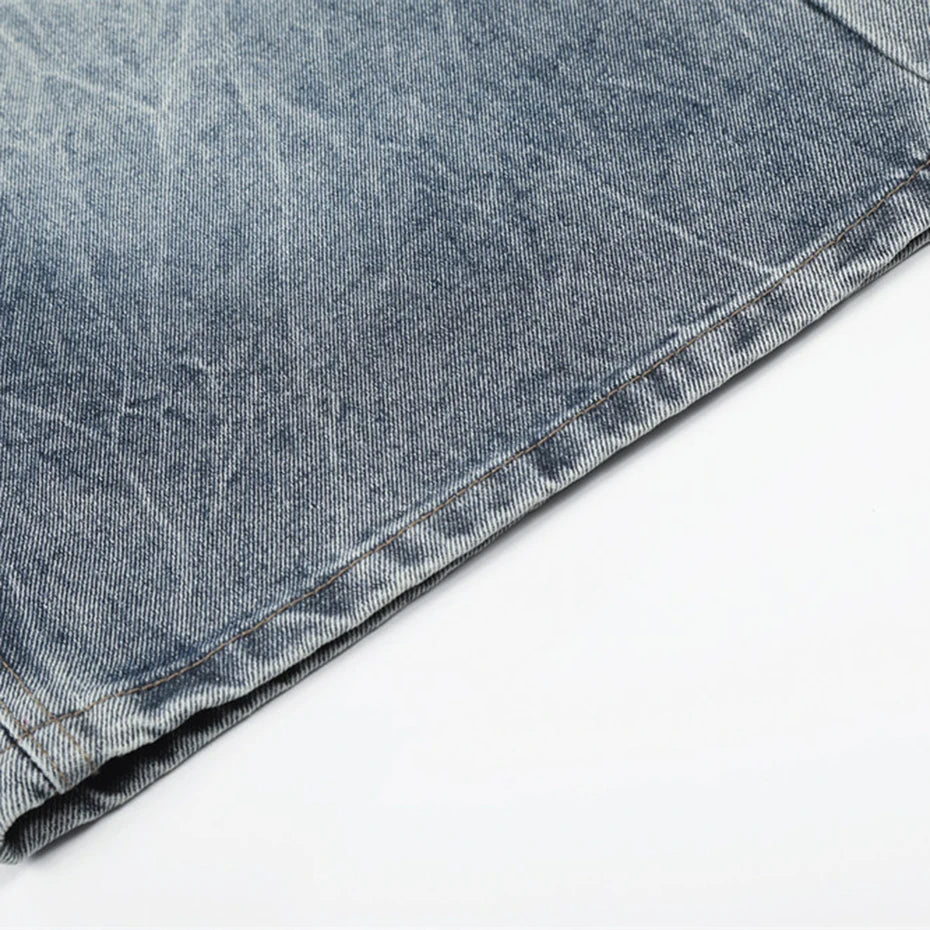 Y2K Vintage Blue Loose Denim Shorts — fit shot