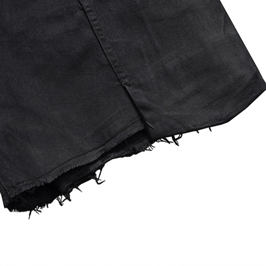 Black Loose Denim Shorts — fit shot