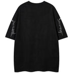 Vintage Embroidered Suede Oversized T-Shirt — front view