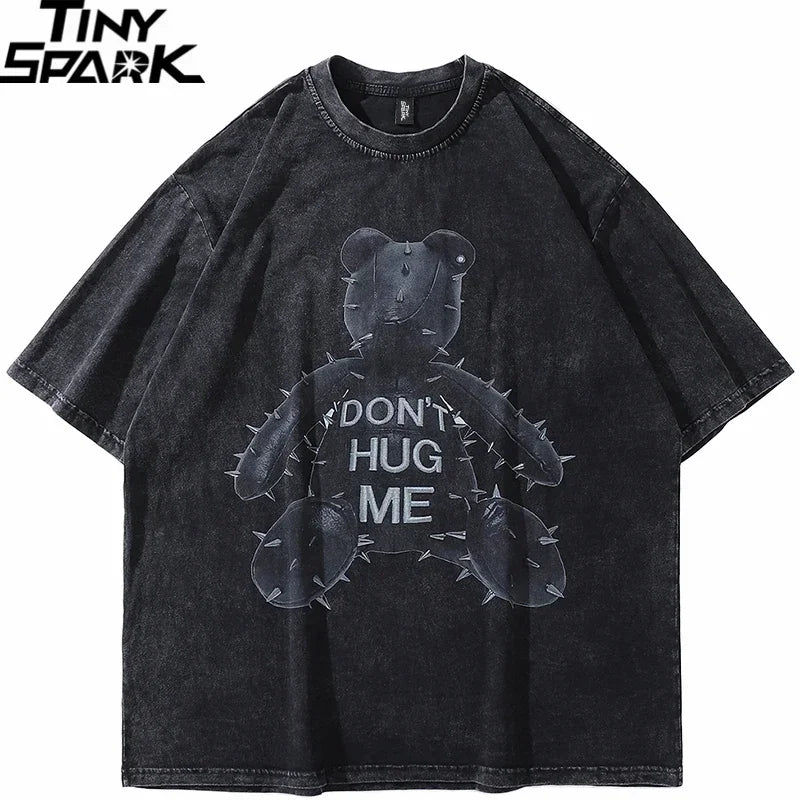 Vintage Black Bear Washed Oversized T-Shirt — front view