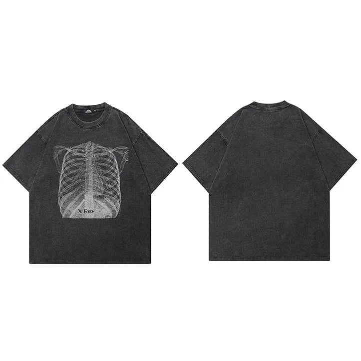 Black Skeleton Washed T-Shirt — detail shot