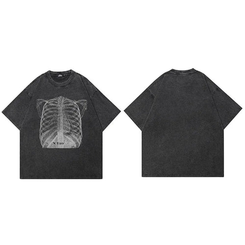 Black Skeleton Washed T-Shirt — detail shot