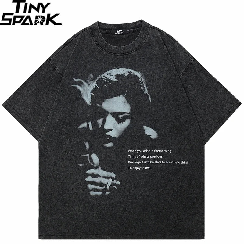 Retro Black Graphic Oversized T-Shirt — front view
