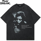 Retro Black Graphic Oversized T-Shirt — front view