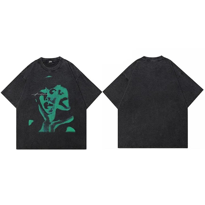 Y2K Green Shadow Graphic T-Shirt — styling shot