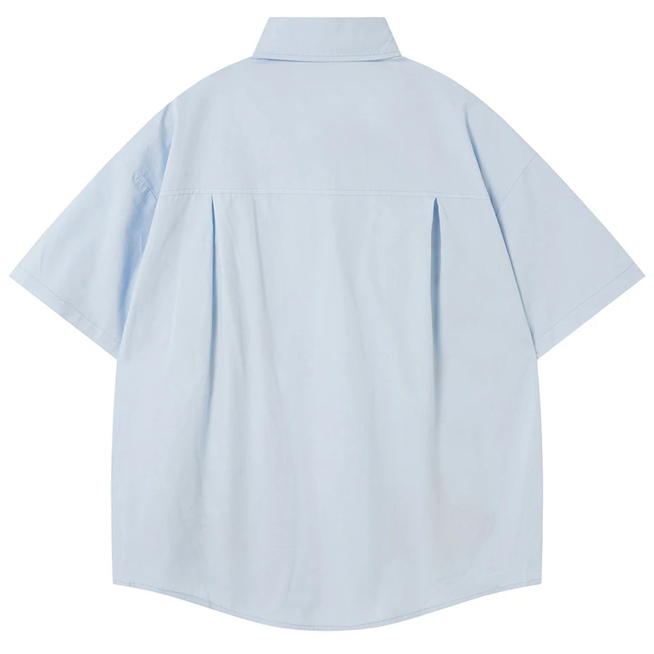 Funny Vintage Cat Embroidered Oversized Shirt — detail shot