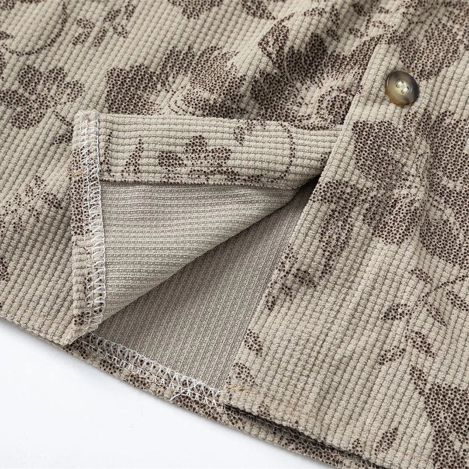 Vintage Flower Graphic Loose Shirt — fabric close-up