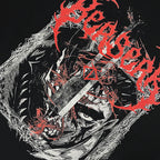 Vintage Black Devil Graphic Oversized Hoodie — front view