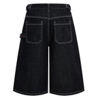 Wide Leg Denim Shorts — front view