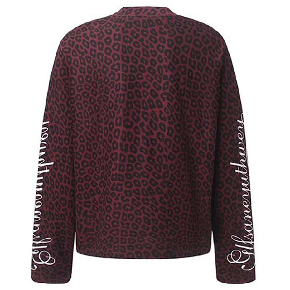 Leopard Oversized Long Sleeve Tee — front view