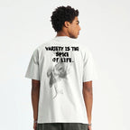 White Anime Cartoon Print T-Shirt — back view