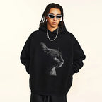 Cat Print Hoodie — front view