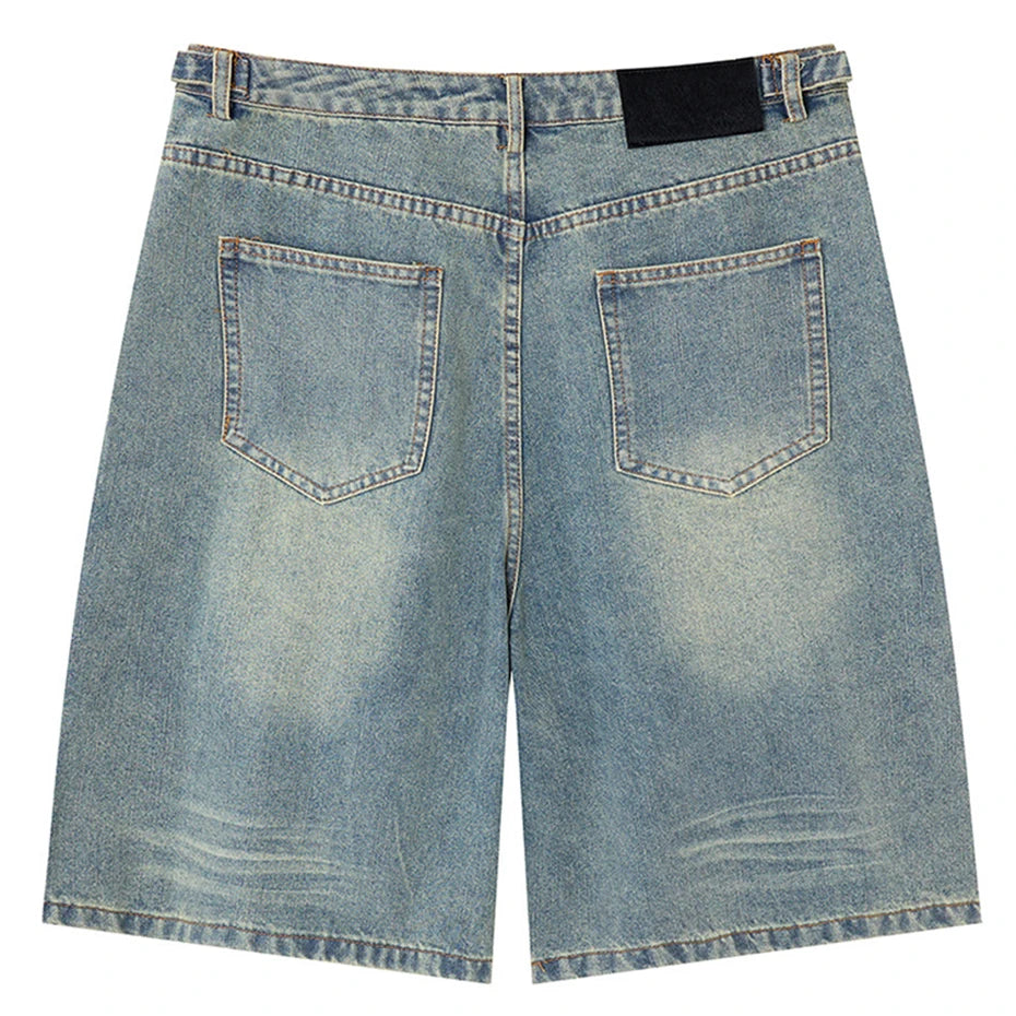 Tactical Y2K Loose Denim Shorts — front view
