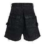 Black Loose Denim Shorts — front view